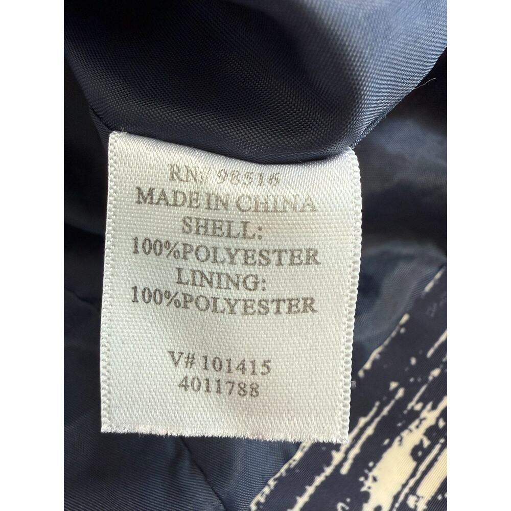 Coldwater Creek Abstract Print Rain Trench Jacket Womens Size XL 16 Navy Pockets - Picture 11 of 12